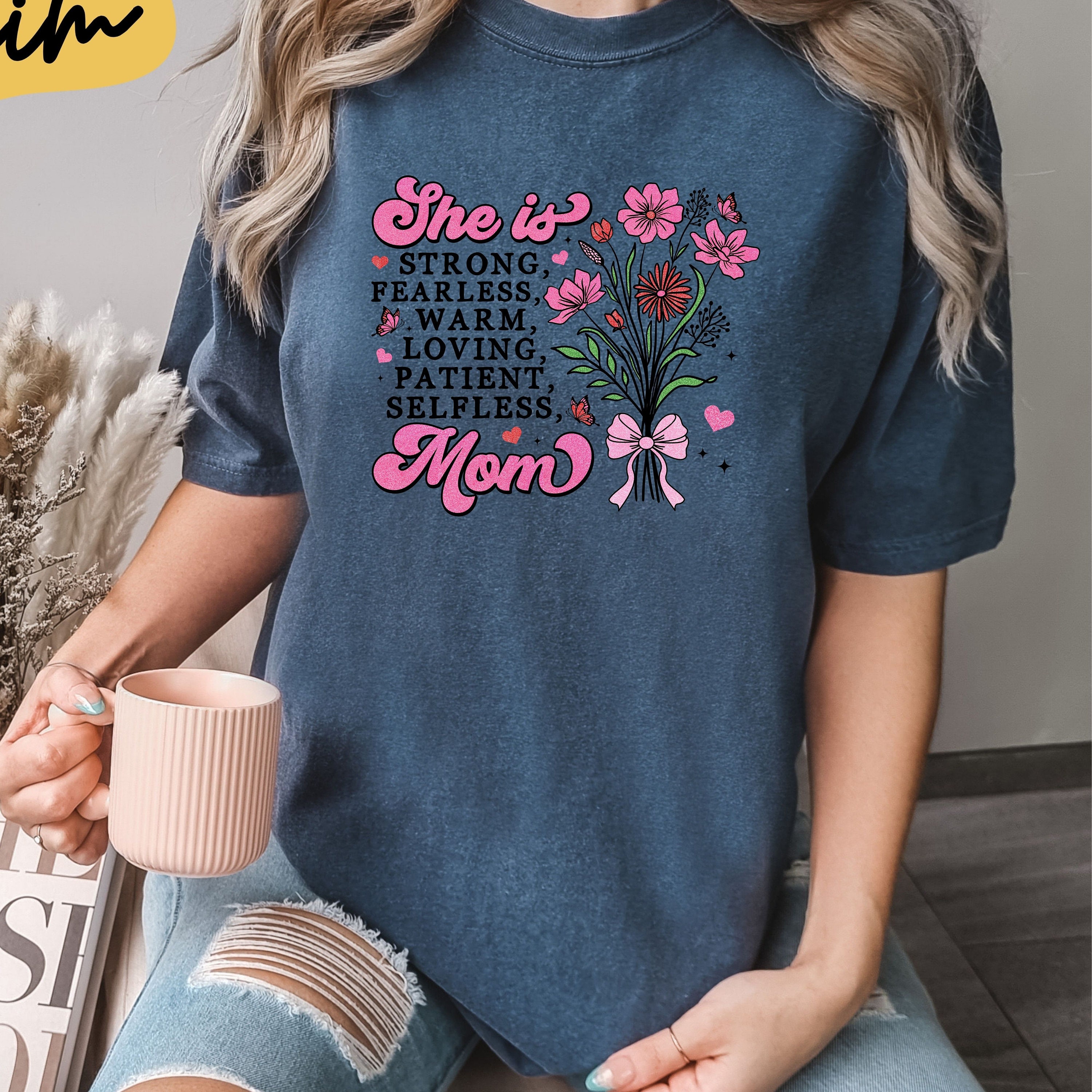 she is loved strong selfless fearless mom t shirt cute floral design best mom shirt for mothers day gifts rjfwk scaled