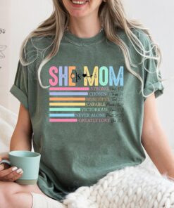 she is mom strong shirt christian mom t shirt bible verse tee for mothers day funny mom shirt gift spsmq