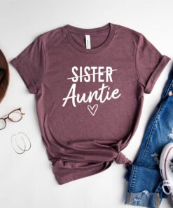 sister to auntie shirt best auntie t shirt promoted to auntie shirt unique gift for aunt birthday celebration gkups