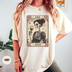 skeleton mom tarot card shirt for mothers day vintage celestial mama tee wine lover witchy vibes t shirt evnnl