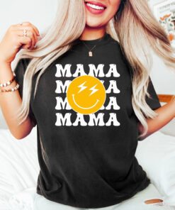 smiley face mama shirt funny graphic tee for moms cute mom life t shirt best mom ever gift for new moms b1rlx