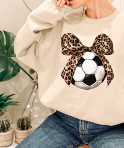 soccer mom shirt with bow aesthetic game day t shirt sports mom sweatshirt for women vintage soccer style ywupn