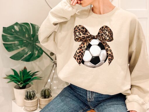 soccer mom shirt with bow aesthetic game day t shirt sports mom sweatshirt for women vintage soccer style ywupn