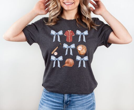soft girl aesthetic baseball shirt with blue bow for moms perfect for baseball day and everyday wear jjbn3