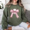 Soft Girl Aesthetic Baseball Shirt with Pink Bow for Moms Casual Baseball Day Tee Vintage Style