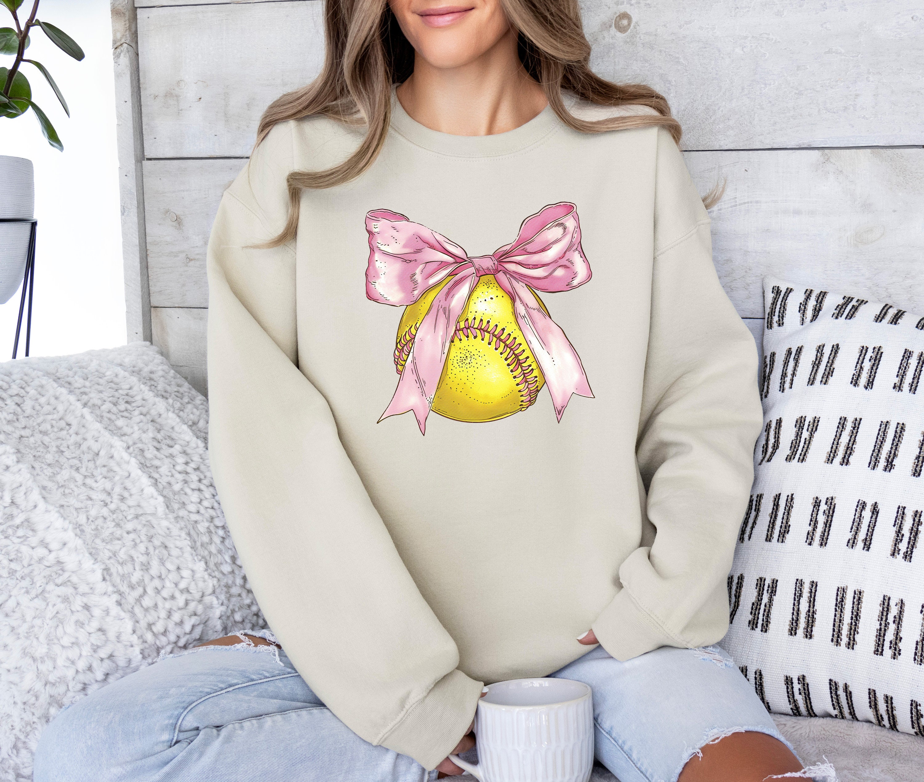 softball bow shirt for girls soft girl aesthetic tee pink bow social club baseball sweatshirt for softball fans p1p9n scaled