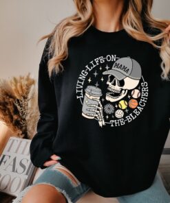 sports mama shirt for basketball baseball volleyball fans living life on the bleachers skull sweatshirt and coffee tee 9qlb3