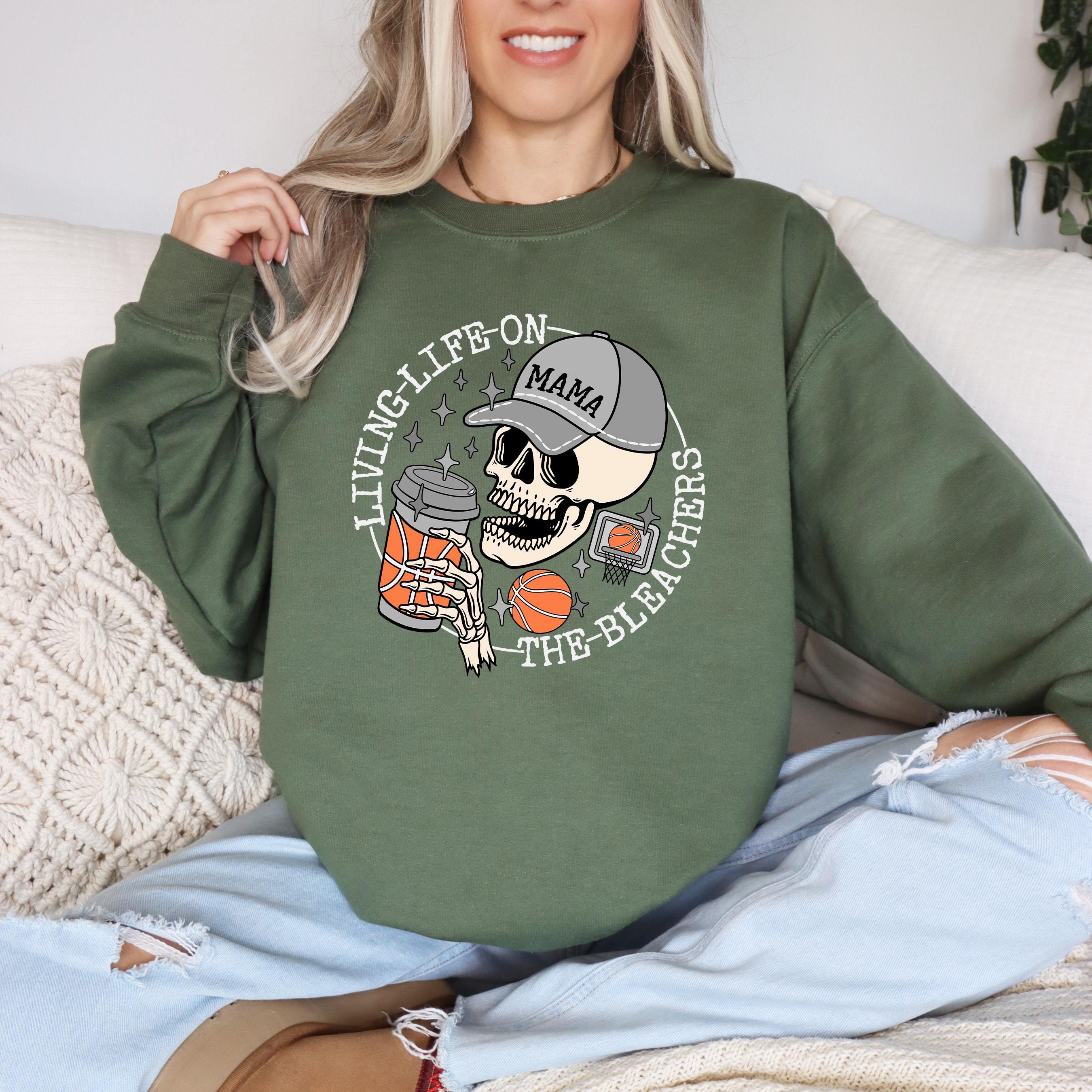 sports mama shirt for coffee lovers basketball mama sweatshirt living life on the bleachers tee for moms wcme8 scaled