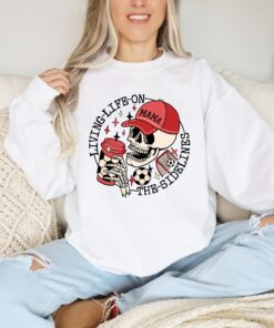 sports mama shirt living life on the bleachers funny skull sweatshirt skellington coffee tee for soccer moms muxgq