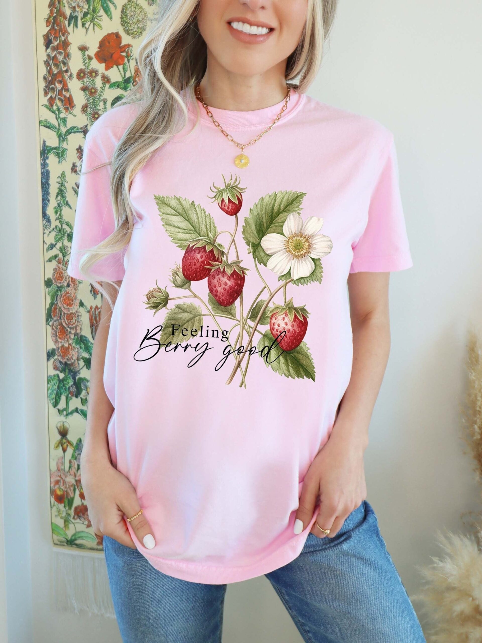 strawberry lover shirt for moms boho floral summer tee vintage cottagecore style comfort colors xqvr4 scaled