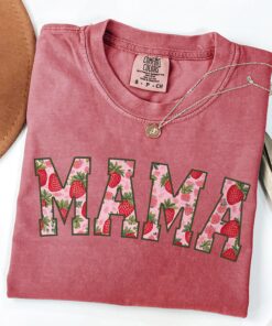 strawberry mom t shirt for first mothers day gift new mom announcement cute mama shirt comfort colors bcugf