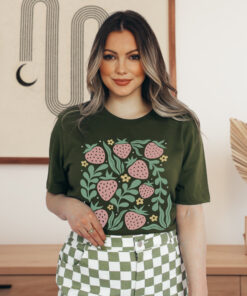 strawberry shirt for strawberry lovers botanical clothing spring and summer gardening outfit cottagecore style mrilh