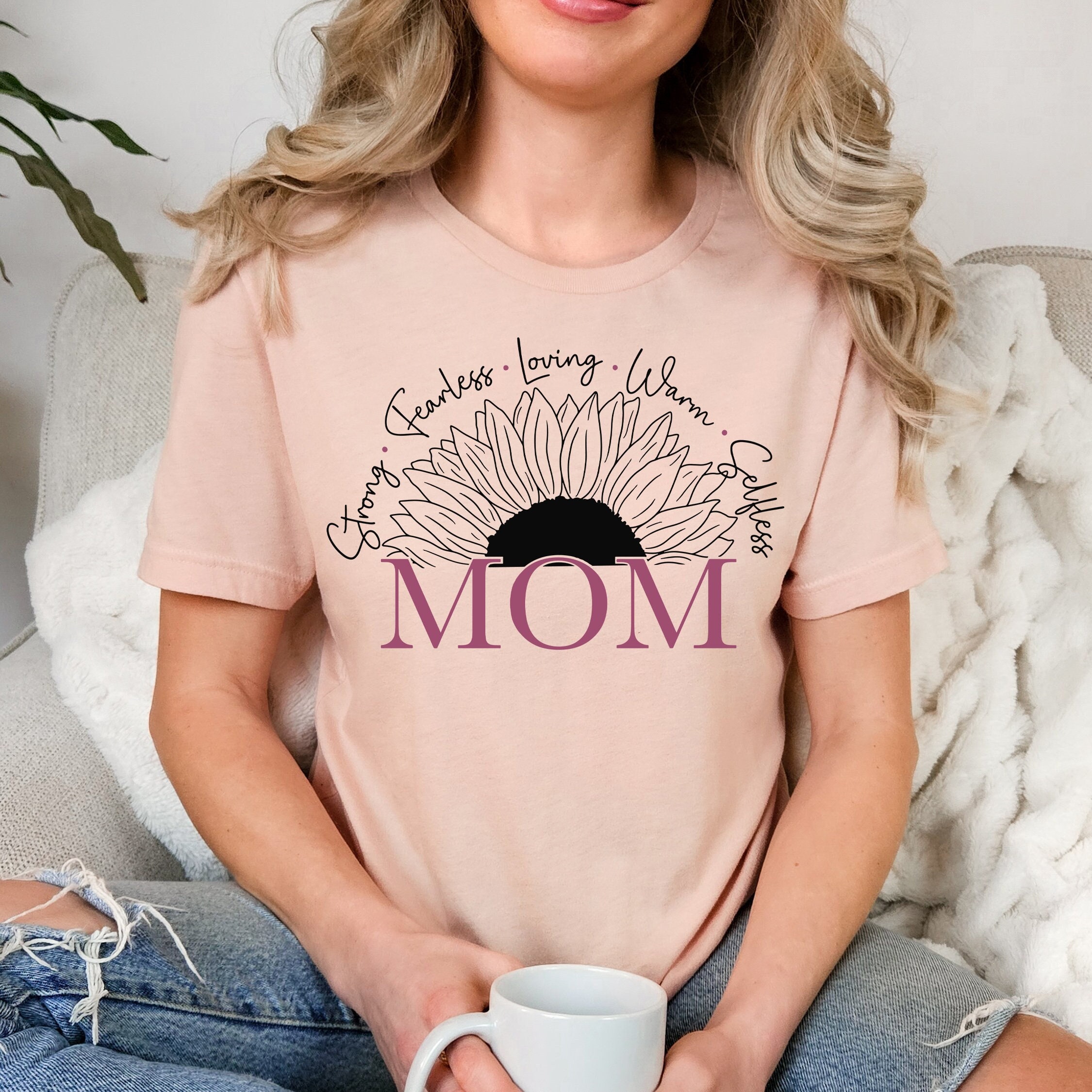 strong fearless loving mom shirt sunflower t shirt for mothers day cute mom life tee new mom gift best mom ever shirt icfum