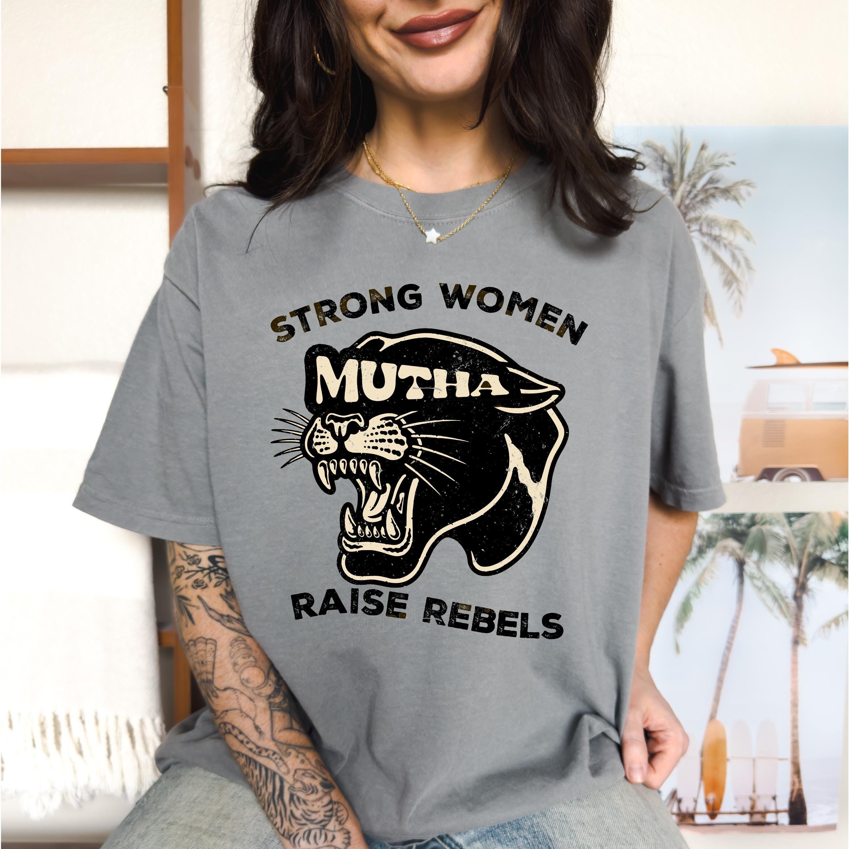 strong women raise rebels vintage mom t shirt funny graphic tee for moms retro mama apparel pttpe scaled