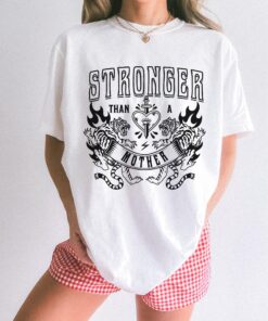 stronger than a mother graphic tee for moms vintage retro y2k t shirt cute mom life apparel tough badass design 3ixey