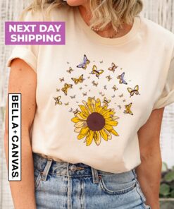 sunflower butterfly shirt for moms cute floral tee for mothers day personalized gift for her botanical t shirt ir906