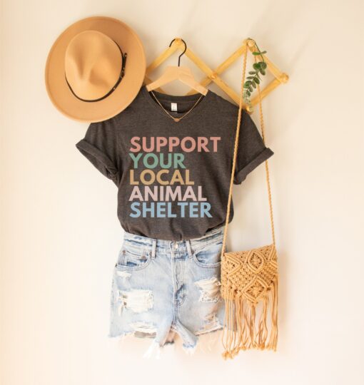 support local animal shelter shirt adopt dont shop pet rescue dog and cat lover tee animal adoption shirts aqaks