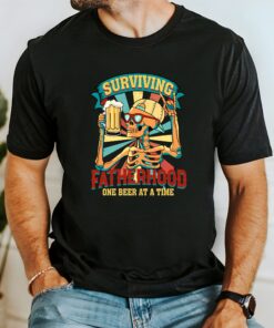 surviving fatherhood one beer at a time shirt retro dad life t shirt for beer lover dads fathers day gift 3posd