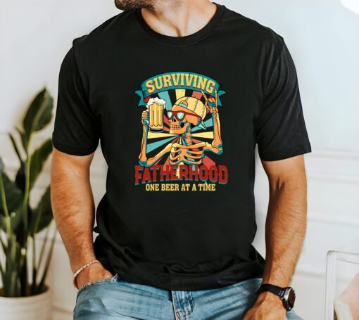 surviving fatherhood one beer at a time shirt retro dad life t shirt for beer lover dads fathers day gift 3posd