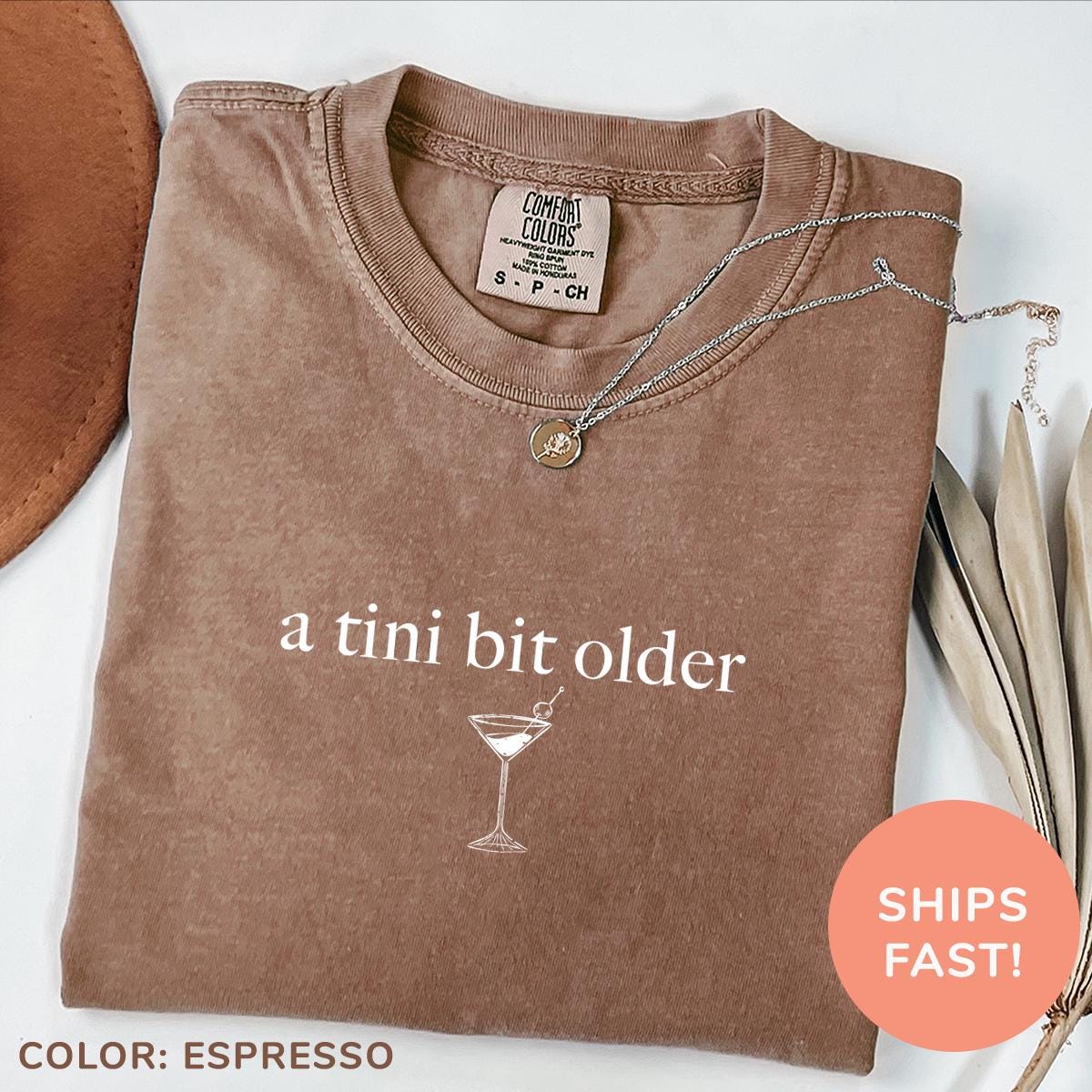 tini martini birthday shirt for mom vintage style comfort colors a tini bit older party tee