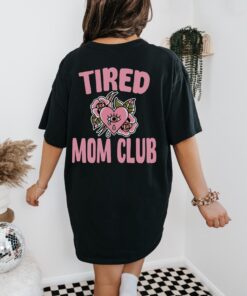 tired mom club vintage graphic tee for women funny mom life shirt edgy retro mama gift for mothers day wfblt