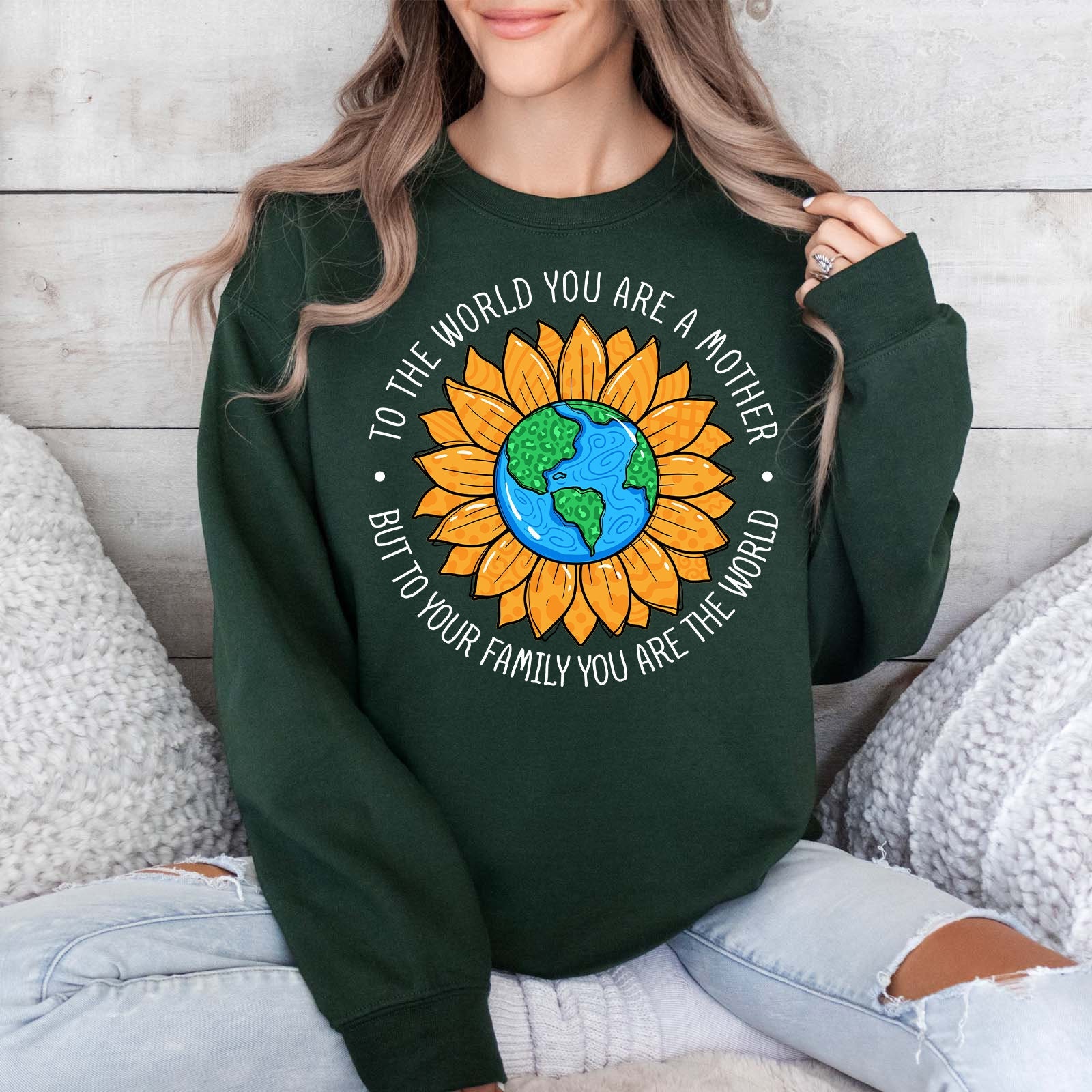 to the world you are a mother sweatshirt cute mom life shirt sunflower design best mom ever gift for mothers day fssuo