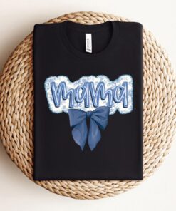 trendy blue bow shirt for moms retro mama sweatshirt merry christmas mom shirt unique holiday gift for mothers kf80r