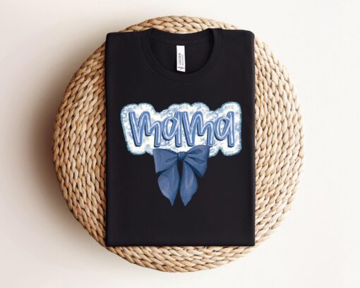 trendy blue bow shirt for moms retro mama sweatshirt merry christmas mom shirt unique holiday gift for mothers kf80r