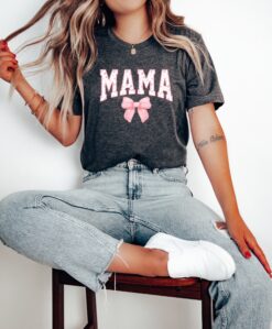 trendy pink mama t shirt with bow cute mom life shirt for mothers day unique gift for moms ffs5e