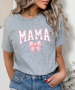 trendy pink mama t shirt with bow cute mom life shirt for mothers day unique gift for moms xtlej