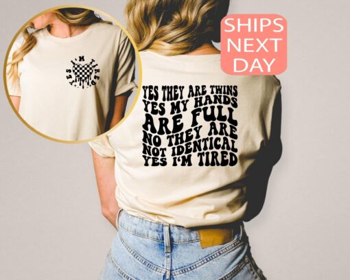 twin mama shirt for identical and fraternal twins funny mom shirt mothers day gift for twin moms hands full design t2lmz