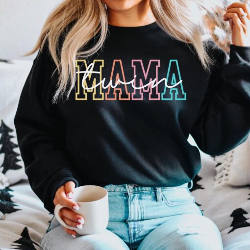twin mama sweatshirt for mom life valentines day gift new twin mama crewneck funny twin mom shirt ghhfd