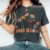 twin mama wildflowers shirt retro mom t shirt floral mothers day gift for women cute twin mom life tee 6xlip