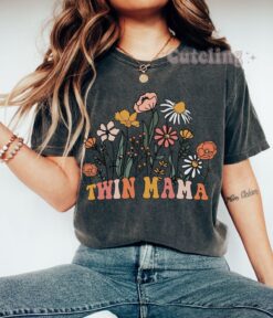 twin mama wildflowers shirt retro mom t shirt floral mothers day gift for women cute twin mom life tee 6xlip