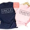 uncle est 2025 shirt and auntie est 2025 t shirt for baby announcement funny gift for new uncle and aunt tvc2x