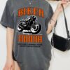 Vintage Biker Mama Graphic Tee for Women Retro Motorcycle Shirt Harley Badass Style T-Shirt