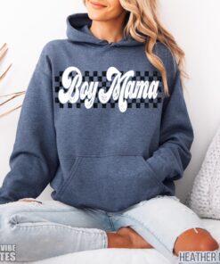 vintage boy mama sweatshirt cute retro hoodie with checkered design cool boy mama sweater for stylish moms ew193