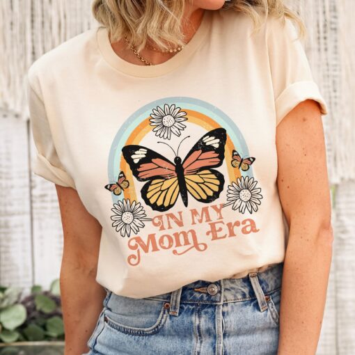 vintage butterfly mom shirt for new moms cool trendy retro tee perfect for baby announcement and mom life ntgiz