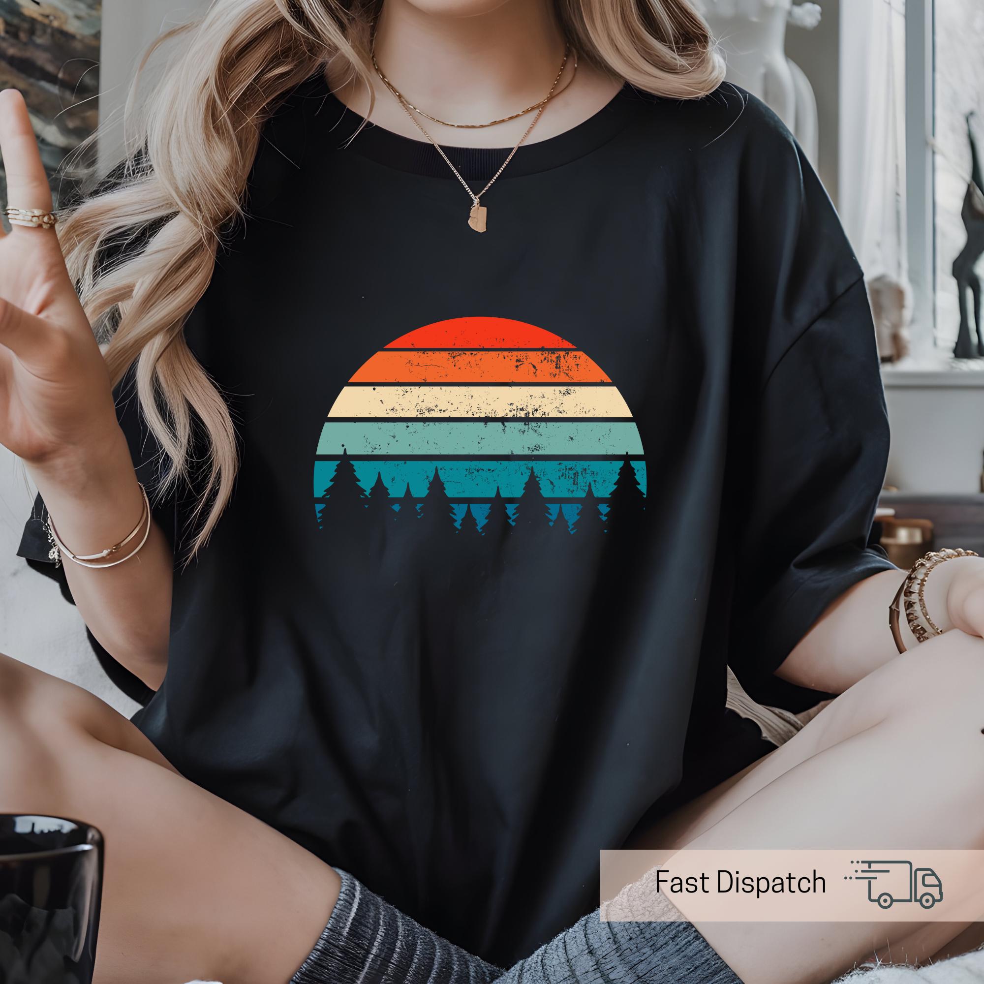 vintage camping shirt for nature lovers sunset forest tee adventure apparel hiking t shirt cottagecore camp gift 25nq3