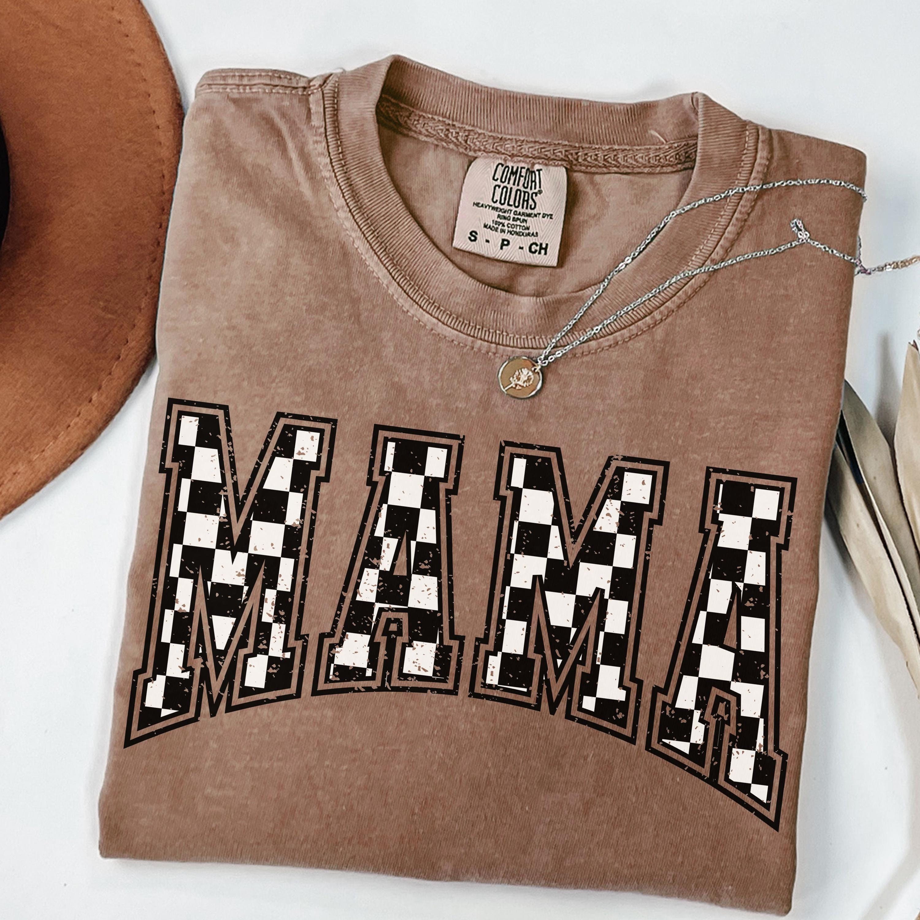 vintage checkered mama shirt retro mom tee for mothers day funny mom t shirt cool varsity mom sweatshirt