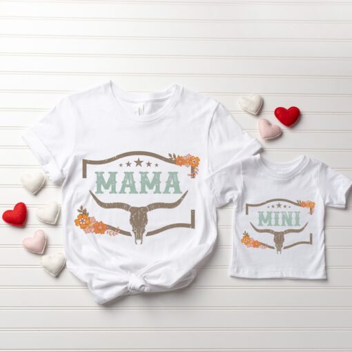 vintage cow skull mama mini shirt matching set for mothers day cute mom life shirt western style 7sfgl scaled