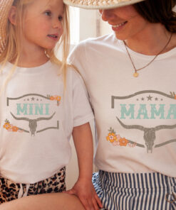 vintage cow skull mama mini shirt matching set for mothers day cute mom life shirt western style qfjaq