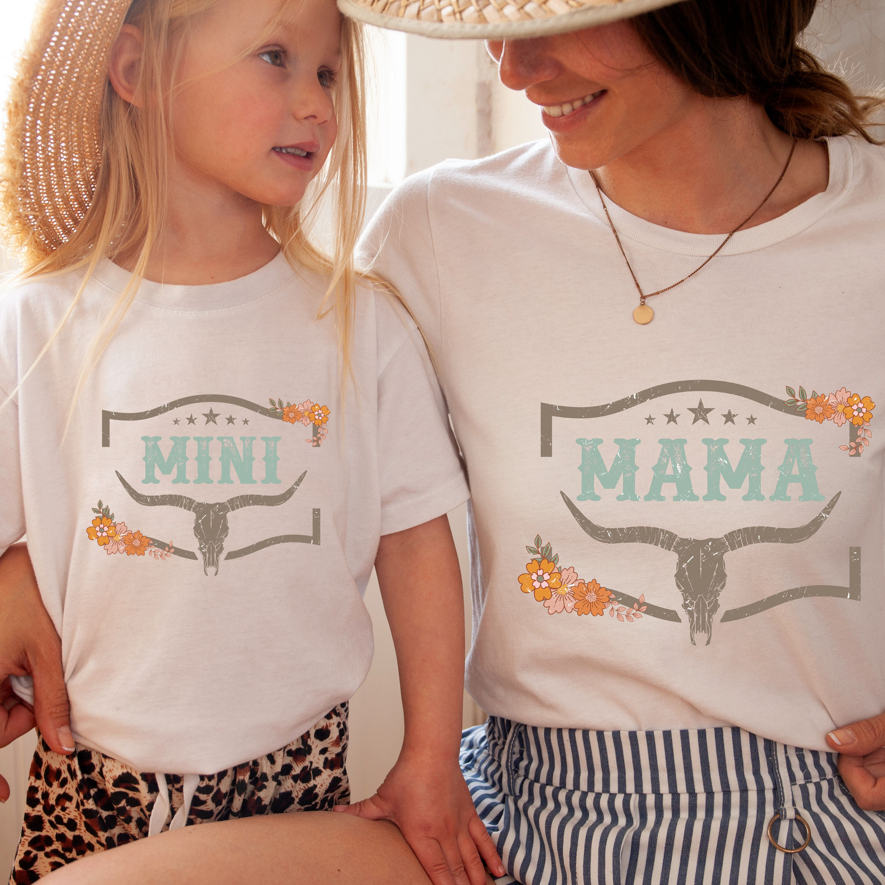 vintage cow skull mama mini shirt matching set for mothers day cute mom life shirt western style qfjaq scaled