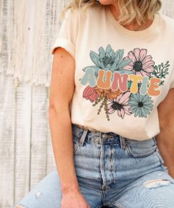 vintage floral auntie shirt for new aunts promoted to aunt t shirt cute aunt life tee unique birthday gift for sister votmw