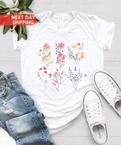 vintage floral watercolor shirt with wildflowers botanical print for mothers day and everyday wear yfnyt