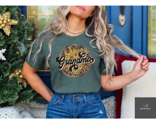 vintage leopard sunflower grandma shirt retro grammy t shirt cute gift for grandmothers best grandma ever apparel gssc6