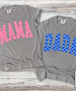 vintage mama and dada shirt couple checker tee retro mom t shirt new parents gift unique matching outfits for moms and dads jypqk