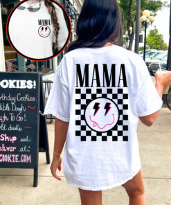 vintage mama checkered smiley graphic tee funny mom shirt retro y2k aesthetic t shirt for trendy women 5h6st