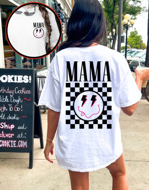 vintage mama checkered smiley graphic tee funny mom shirt retro y2k aesthetic t shirt for trendy women 5h6st scaled