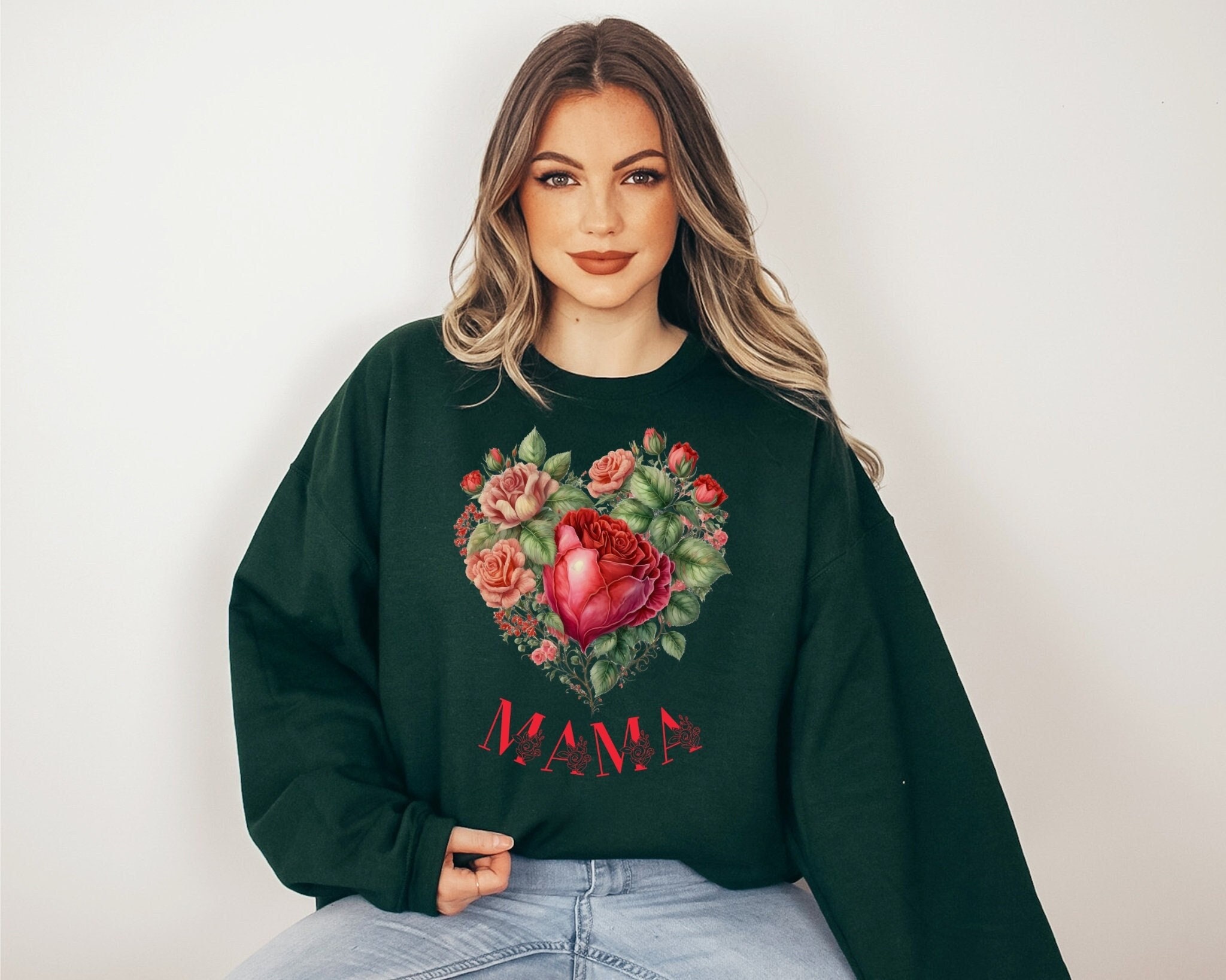 vintage mama floral heart sweatshirt with roses for mom botanical design perfect for mothers day or valentines day 5tnvn
